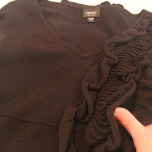 Dress, sweater, black, long sleeve, ruffles. Size XL. Nicole brand. Like New.